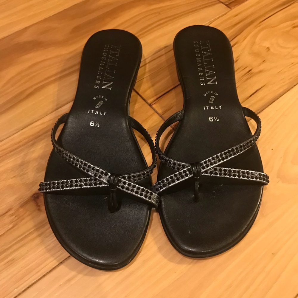 Italian Shoemakers Flat Heeled Sandals, Black